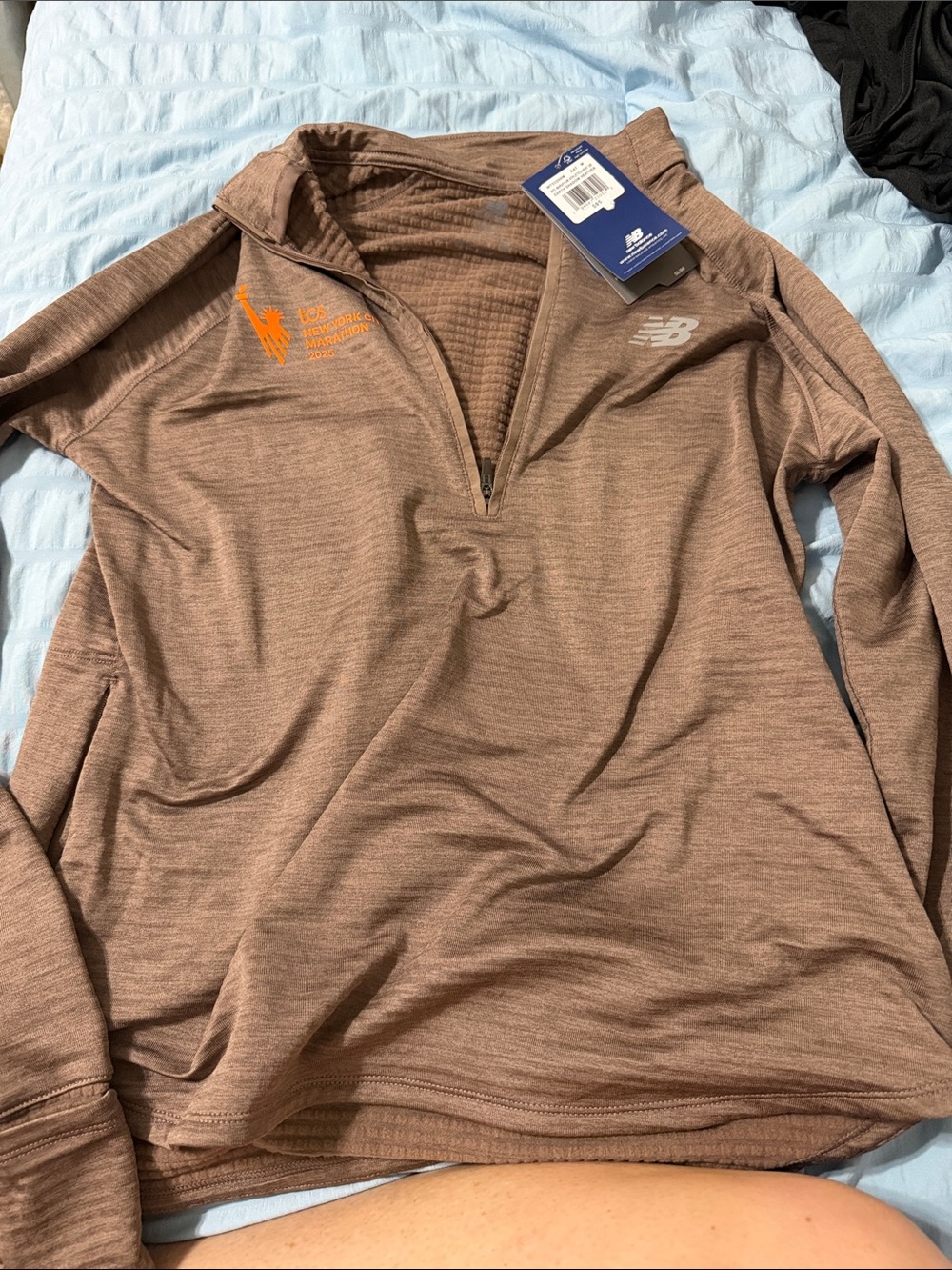 2025 NYC Marathon Heat Grid Earth Shadow Heather Quarter ZIP NWT